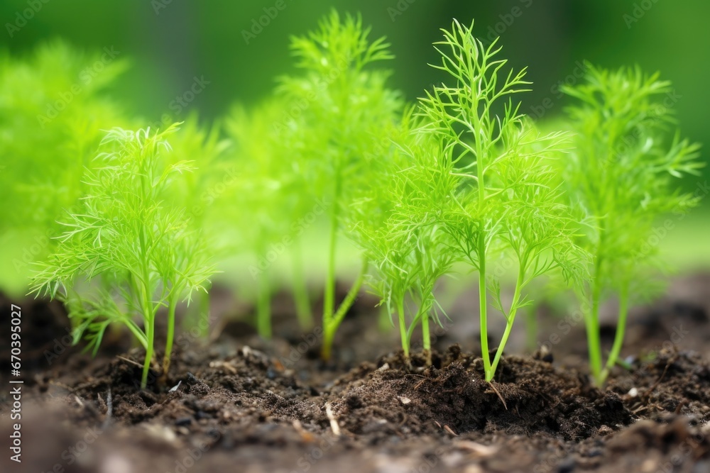 dill sprouts emerging from fertile soil dill sprouts emerging from fertile soil