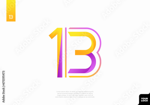 Free Download Number 13 logotype with minimalist shapes and lines - GFXLoad
