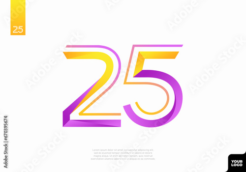 Number 25 logotype with minimalist shapes and lines