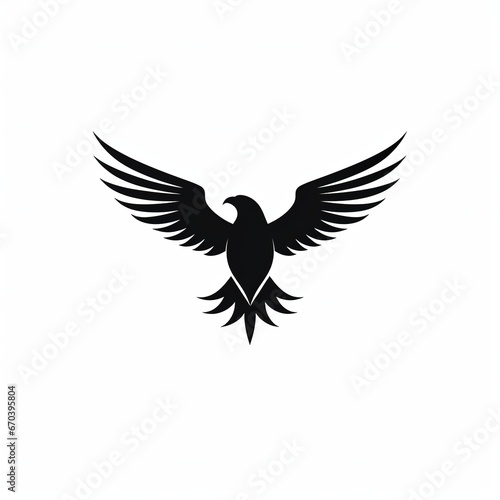 illustration of modern minimalist logo of a hummingbirds black vecto, Generative ai