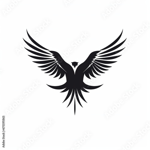 illustration of modern minimalist logo of a hummingbirds black vecto, Generative ai