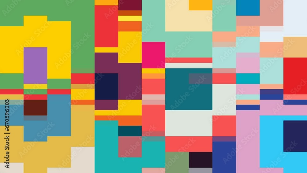 Animated colorful pixel, rippling mosaic. Squares pixel block pattern background. Seamless looping Animated colorful pixel, rippling mosaic. Squares pixel block pattern background. Seamless looping