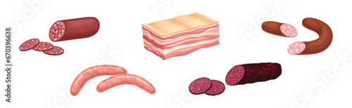 Meat Product and Fresh Goods from Butchery Vector Set