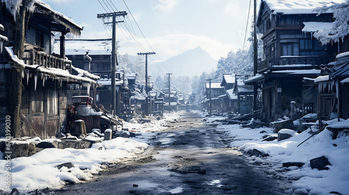 冬の田舎の風景(generative ai) photo