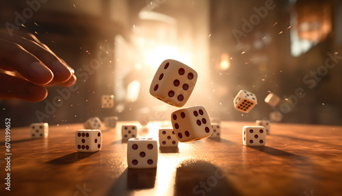 hand throws dice. casino concept photo