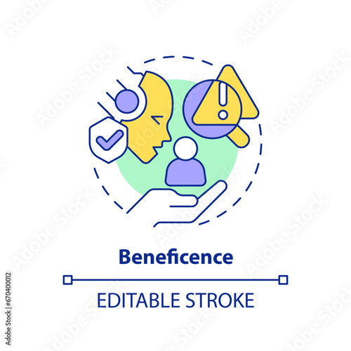 2D editable multicolor beneficence icon, simple isolated vector, cyber law thin line illustration.