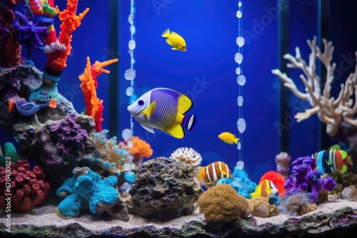 aquarium decorated with underwater festive ornaments