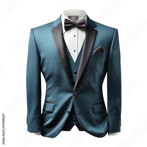 blue tuxedo suit mockup on transparent background ,businessman suit png ,generative ai
