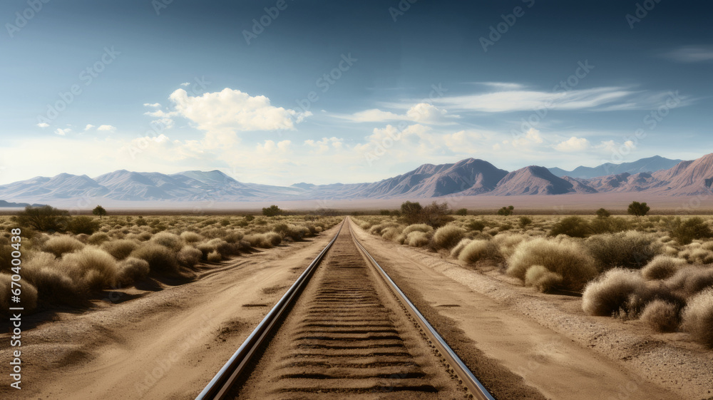 Railroad tracks run through Endless Horizon: Journey Through the Countryside