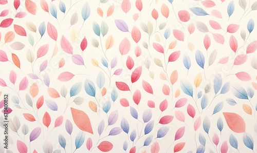 watercolor seamless pattern with pink leaves © Irina