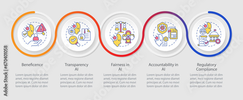 2D cyber law vector infographics template with thin linear icons concept, data visualization with 5 steps, process timeline chart.