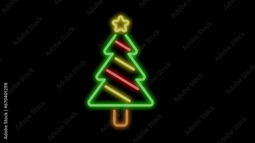 Animation of illuminated star on top of christmas tree blinking against black background Animation of illuminated star on top of christmas tree blinking against black background
