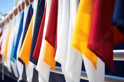 detail of multi-colored signal flags on a yacht