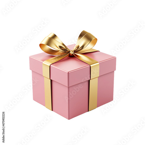 pink gift box isolated on a transparent background, PNG