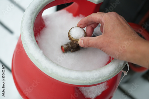 frozen lpg bottle valve photo