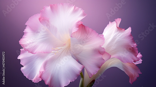 A pink gladiolus on a pale background