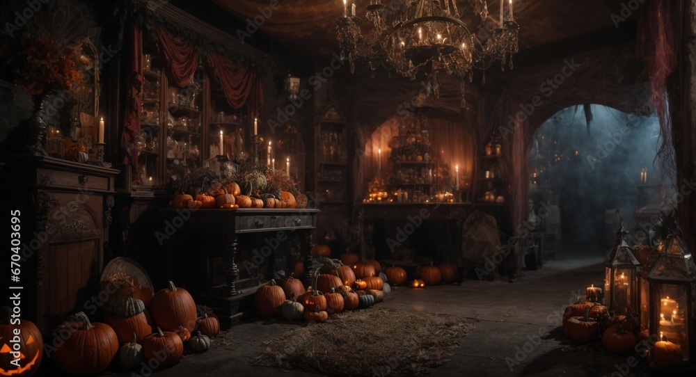 Velvet Shadows: The Enchanted Hall of Pumpkins
