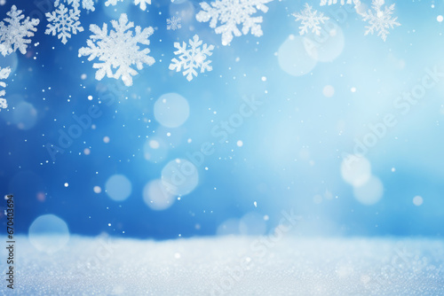 Fondo azul navideño con copos de nieve. © ACG Visual