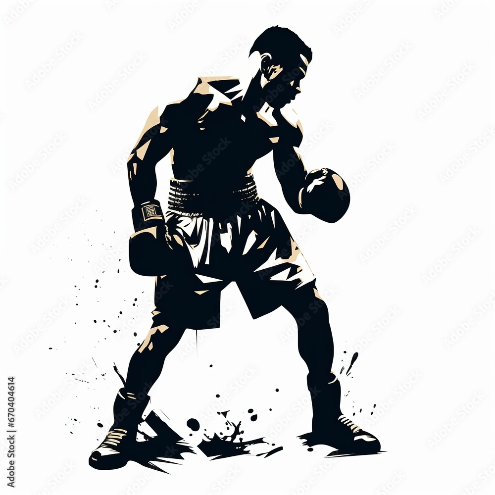 illustration of vector illustration of an african american boxer in, Generative ai