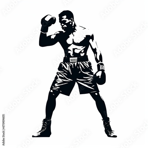 illustration of vector illustration of an african american boxer in, Generative ai