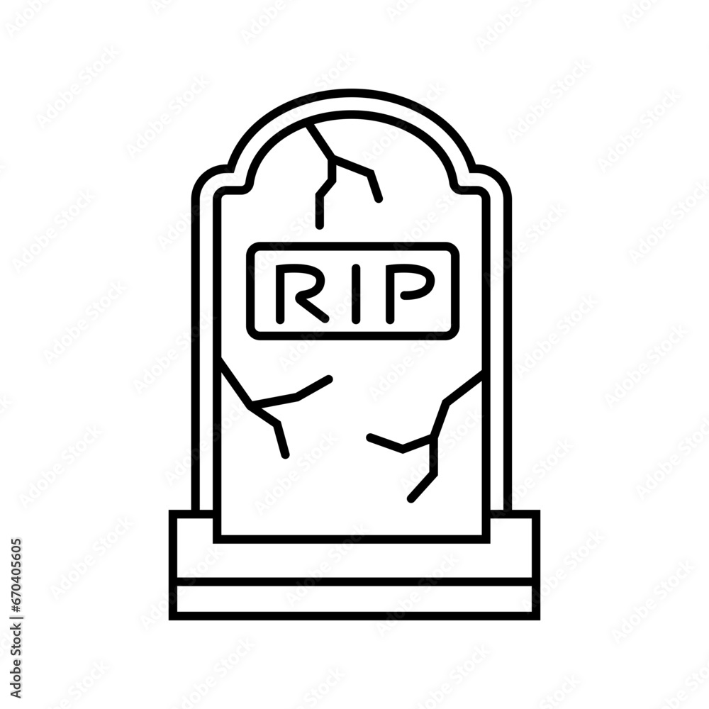 Grave Line Style in Design Icon Grave Line Style in Design Icon