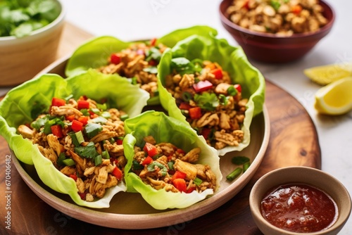 open-ended turkey lettuce wraps with a variety of fillings