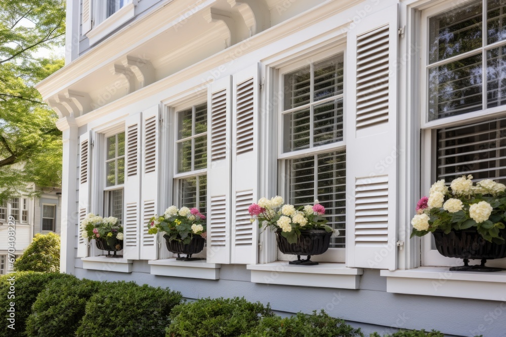 georgian white-painted windows with dentil molding