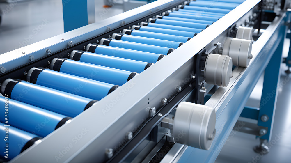 Obraz premium Conveyor Rollers in a Modern Industrial Setting.