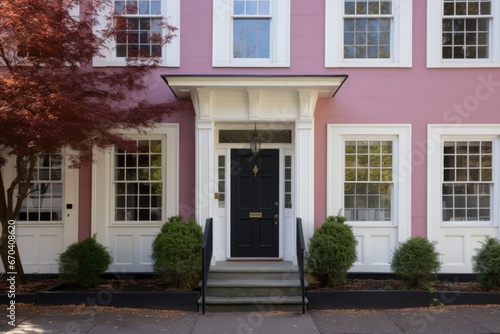 five-bay georgian facade with a freshly painted front door © altitudevisual