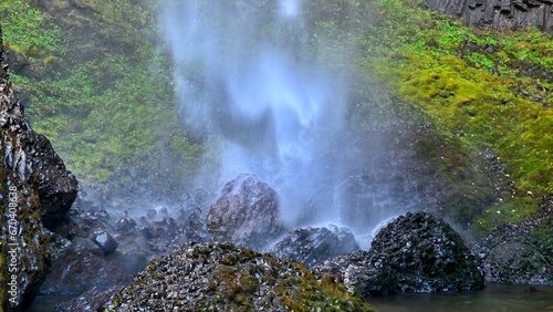 Latourell falls with amazing rock background Columbia River Gorge National Scenic Area. photo