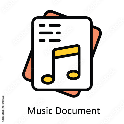 Music Document vector Filled outline Design illustration. Symbol on White background EPS 10 File 