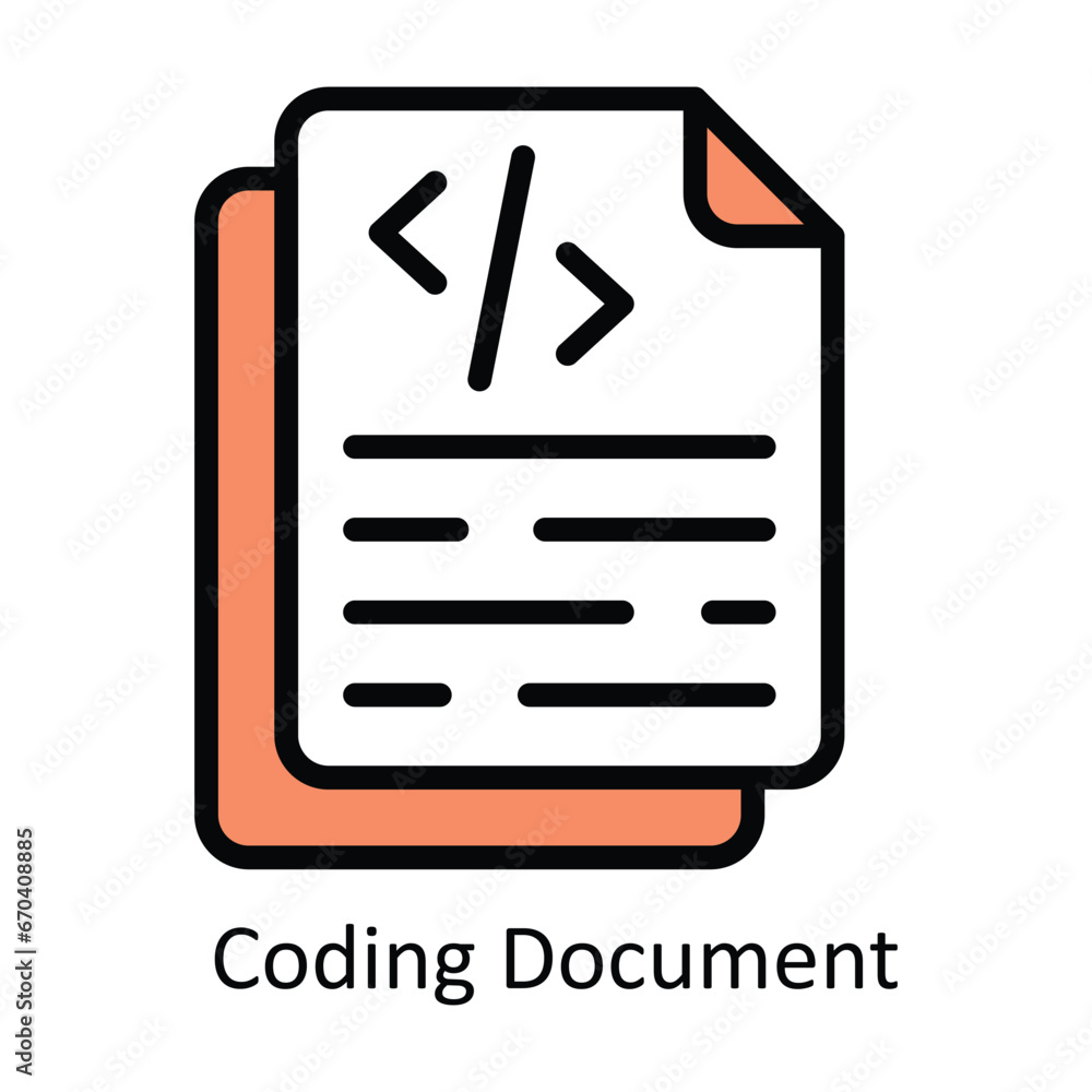 Coding Document vector Filled outline Design illustration. Symbol on White background EPS 10 File Coding Document vector Filled outline Design illustration. Symbol on White background EPS 10 File