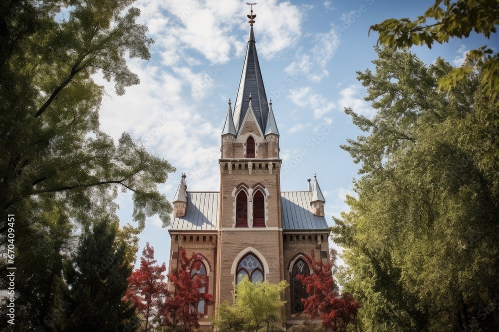 gothic revival tower with battlements standing tall amidst nature gothic revival tower with battlements standing tall amidst nature
