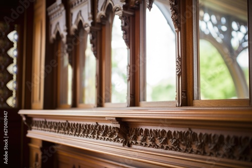 an ornate woodwork window frame in gothic style