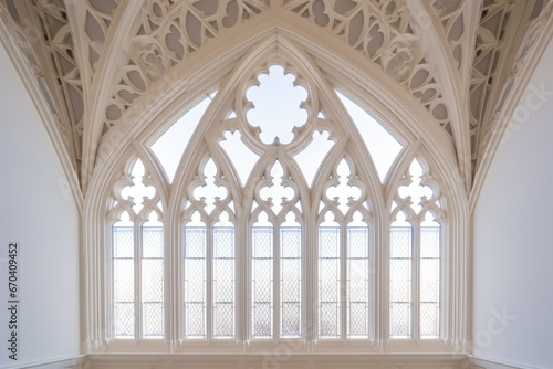 full-frame shot of a gothic revival window from inside