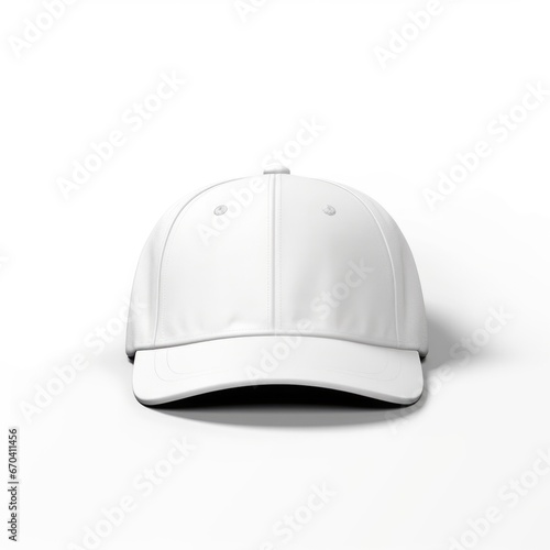 Mockup of front of white plain baseball cap isolated on white background