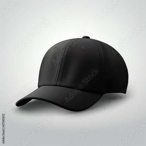 Mockup of a black plain baseball cap isolated on grey background