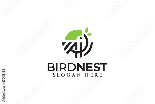 bird nest with letter AP shape modern logo design template