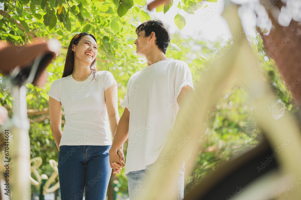 Photo of young Asian couple outdoor Photo of young Asian couple outdoor