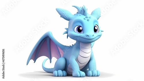 3d cute dragon isolated white background © Rstm