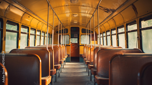 Vintage filter on the inside of an antique school bus.