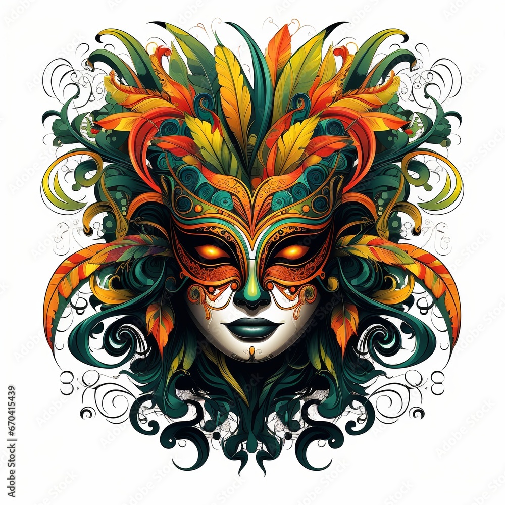 illustration of carnival brazil mask illustration, Generative ai