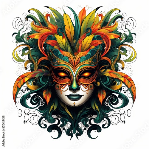 illustration of carnival brazil mask illustration, Generative ai