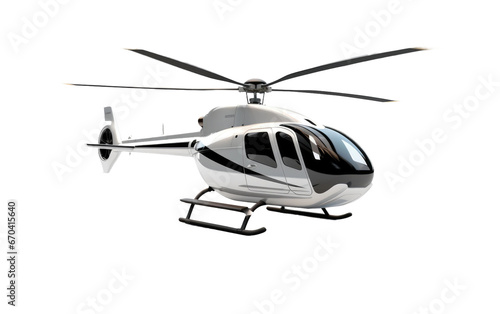 Contemporary Helicopter in Flight on Transparent Background