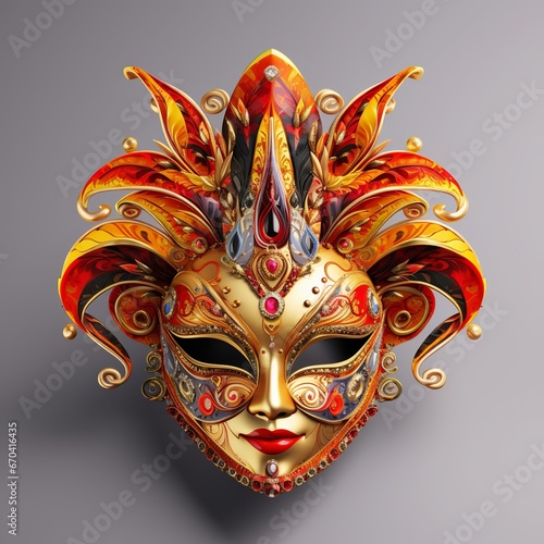 illustration of Carnival masks on white background mardi gras carnev, Generative ai © rajesh