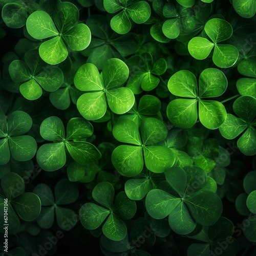 illustration of Celebrate St Patricks Day with green shamrock leave, Generative ai
