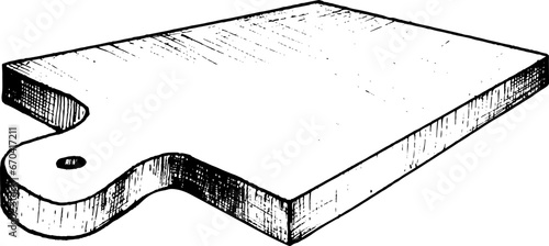 hand drawn vector illustration of a kitchen cutting board. Black and white sketch