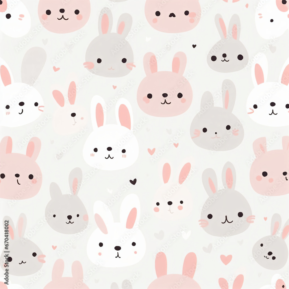 seamless pattern with rabbits and heart seamless pattern with rabbits and heart