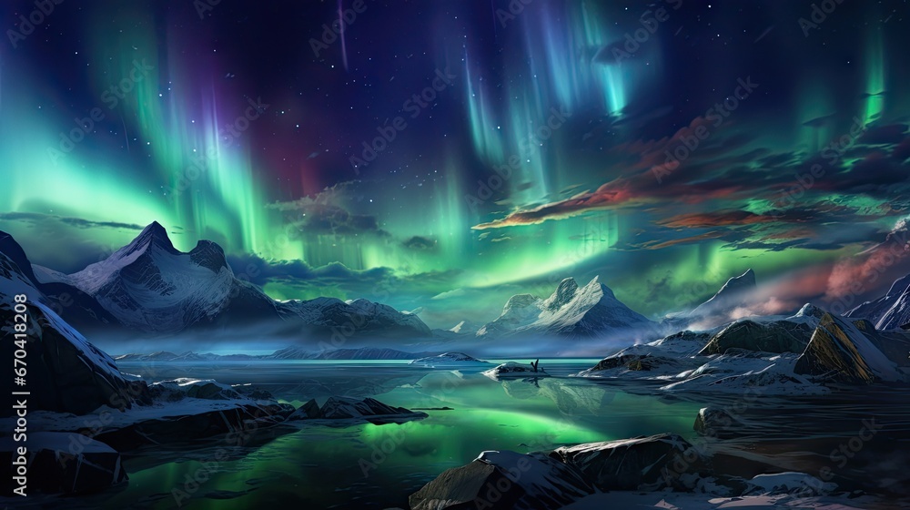aurora borealis, dramatic skys background , sharp mountain aurora borealis, dramatic skys background , sharp mountain
