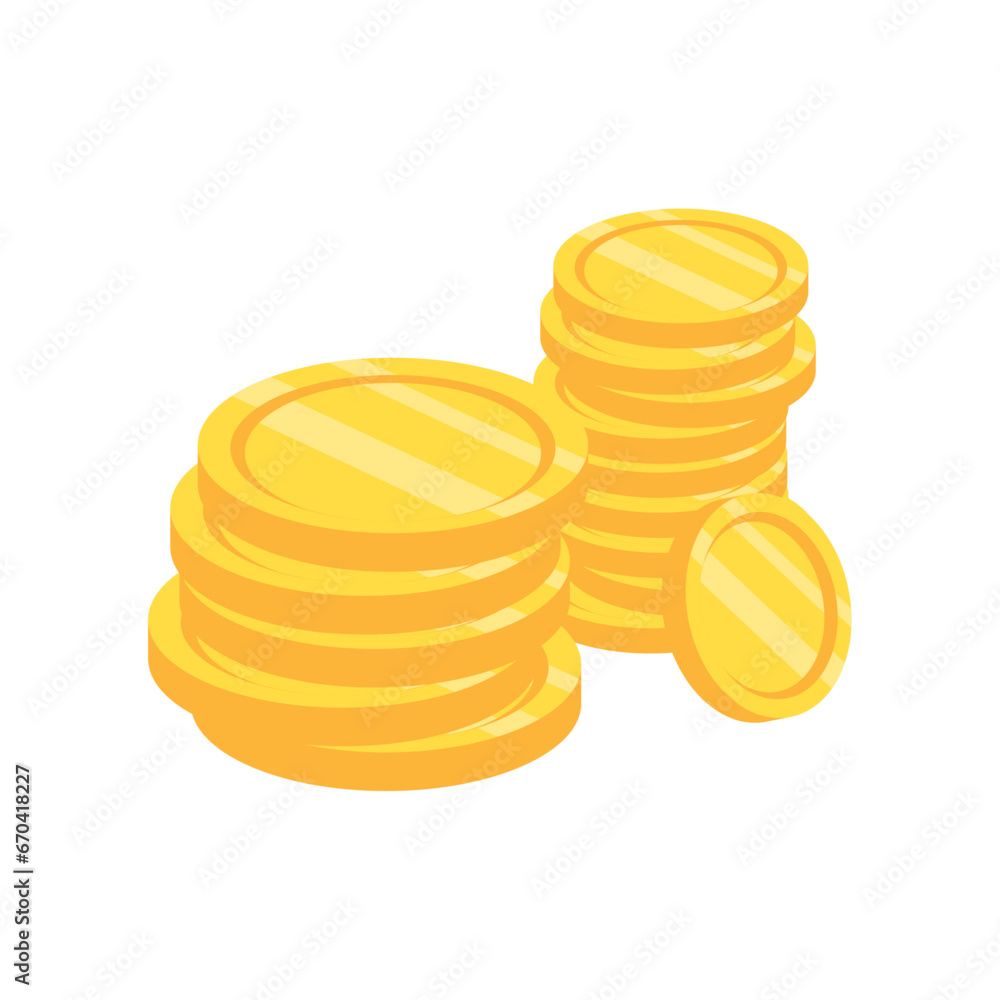 stack of golden coins. 3d empty gold coin stack of golden coins. 3d empty gold coin